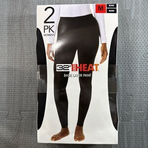 32 Degrees Heat Women's 2 Pack Base Layer Pants, Black, Size M New